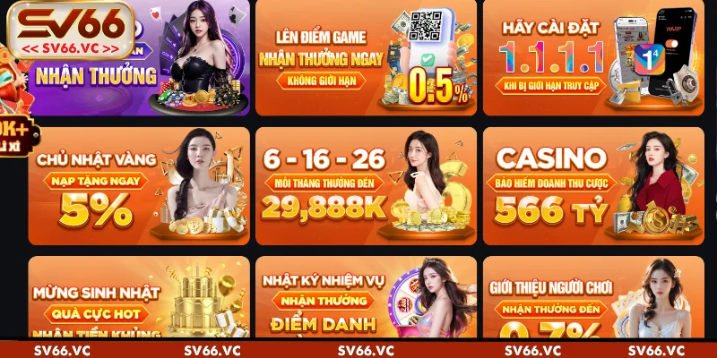 Một số chương trình khuyến mãi SV66 hấp dẫn hàng đầu hiện nay